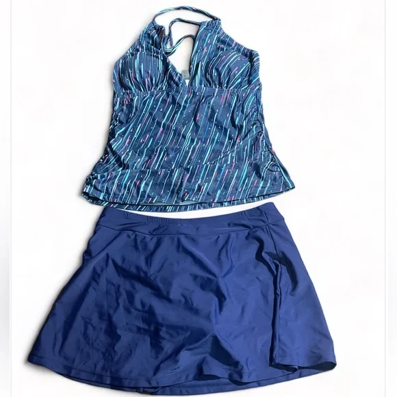 Yonique Women's Swimsuit Blue 2 Pieces Size L | New - Picture 1 of 8